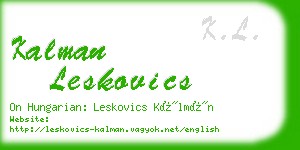 kalman leskovics business card